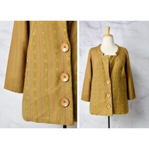 Vintage Camel Jacket Size Large - XL Textural Woven Spring Minimalist Coat